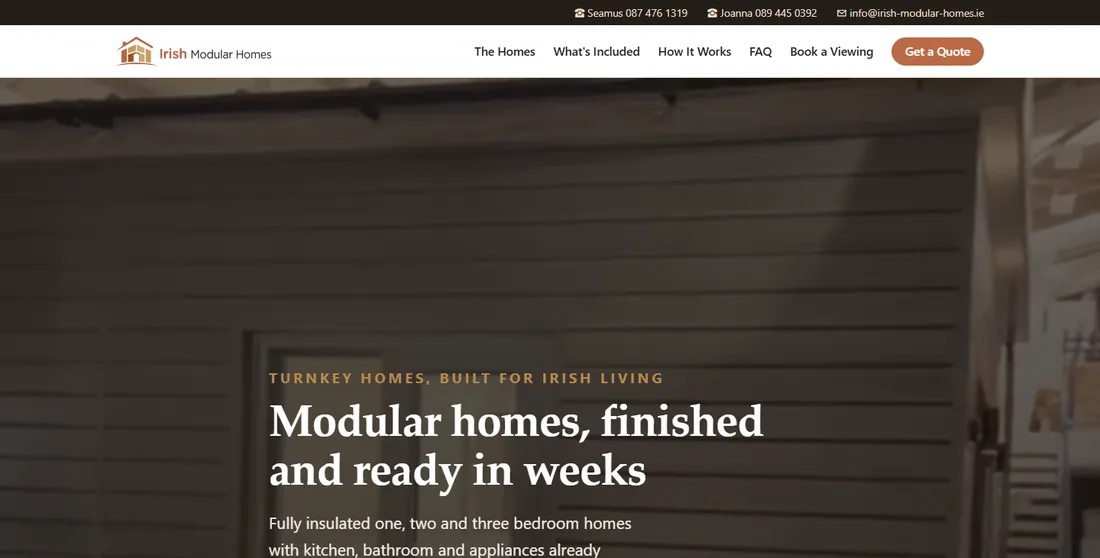 Irish Modular Homes website home page